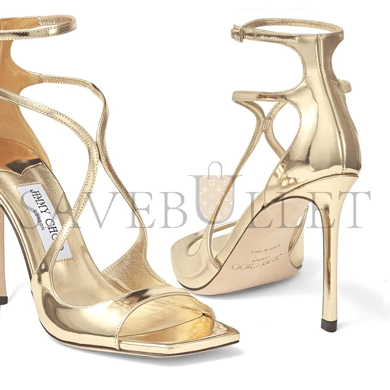 Ji*y Ch* azia 110 gold liquid metal leather sandals azia110qui